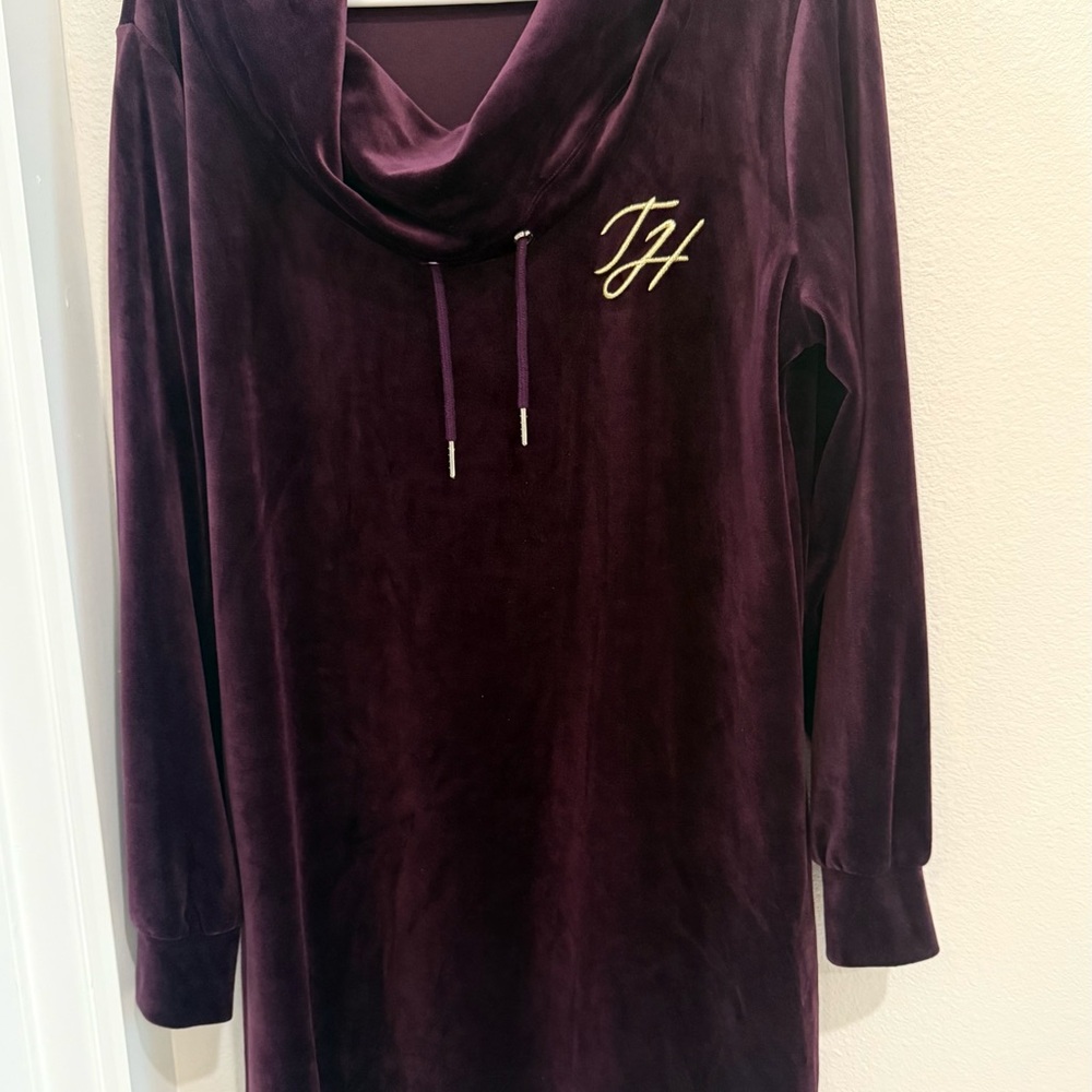 Tommy Hilfiger Burgundy Dress with Gold Accents Velvet